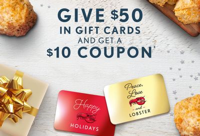 Get a One Time Use $10 Off Coupon When You Purchase $50 in Red Lobster Gift Cards