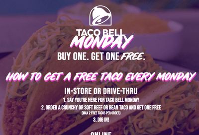 Taco Bell Canada Monday Promotions: Buy One, Get One FREE