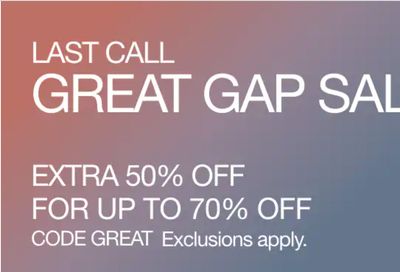 Gap Canada Sale: Today, Save up to 70% off Markdowns & 40% + Extra 10% off Regular Price Styles