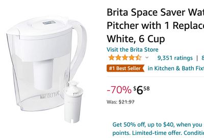Amazon Canada Deals: Save 70% on Brita Space Saver Water Filter Pitcher with 1 Replacement Filter + 28% on Electric Heating Pad + More Offers