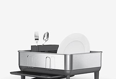 simplehuman Compact Kitchen Dish Drying Rack with Swivel Spout, Fingerprint-Proof Stainless Steel Frame, Grey Plastic $72 (Reg $93.99)