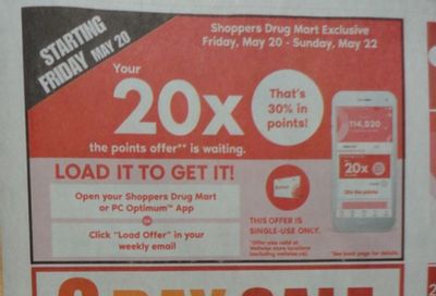 Shoppers Drug Mart Canada: Loadable 20x The PC Optimum Offer May 20th – 22nd