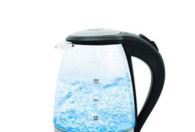 Salton Cordless Electric Compact Glass Kettle, Water Boiler and Tea Heater, Soft Blue Illumination, 1.5 Liter/Quart with Automatic Shut-Off and Boil-Dry Protection, 1100 Watts (GK1831) $29.99 (Reg $39.99)