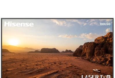 Hisense 100L5G - 100" 4K UHD Home Theatre Laser TV Bundle Dolby-Atmos Smart DLP Technology Short-Throw Android Laser TV Projector with Screen (2021), Black $2997 (Reg $3297.00)
