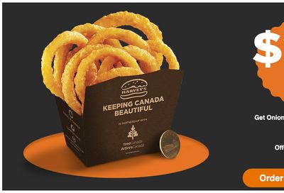 Harvey’s Canada app Promotions: Today, Get $1 Onion Rings