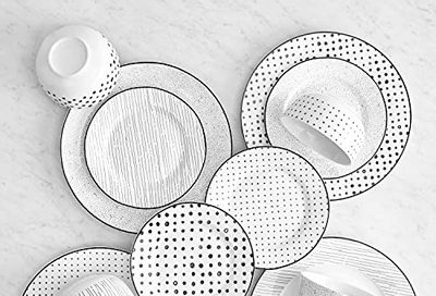 Safdie & Co. Black & White Sketch 12 Piece Dinnerware Set, Service for 4, Fiesta Dinnerware, Plates and Bowls Sets, Home Trends and Home Food Network Essentials, Porcelain Dinner Plates $39.97 (Reg $49.82)
