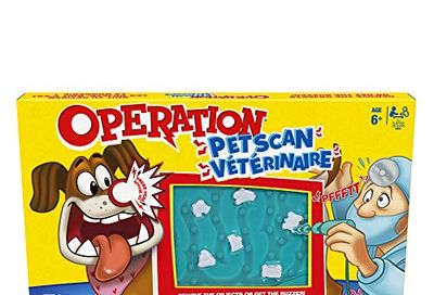 Hasbro Operation Pet Scan Board Game for 2 or More Players, Kids Ages 6 and Up, with Silly Sounds, Remove The Objects or Get The Buzzer, English and French Version $13.1 (Reg $24.99)
