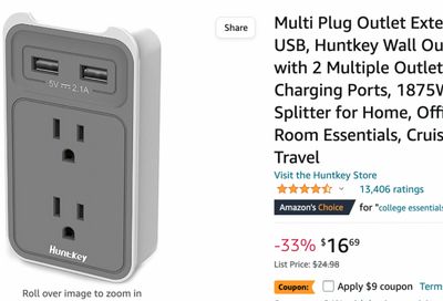 Amazon Canada Deals: Save 70% on Multi Plug Outlet Extender with Coupon + 32% on Indoor Security Camera + More Deals