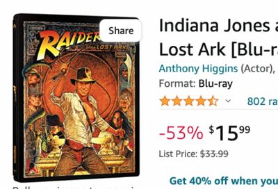 Amazon Canada Deals: Save 53% on Indiana Jones and the Raiders of the Lost Ark + 28% on Wireless Charger + More Offers