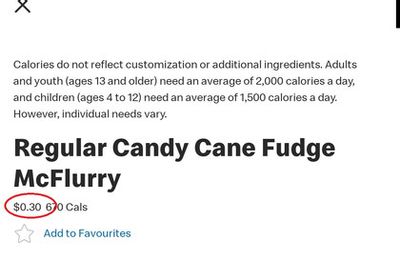 McDonalds Canada: Hot Fudge Candy Cane Mcflurry $0.30