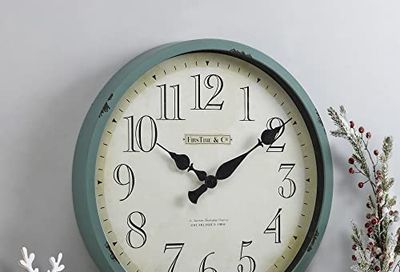 FirsTime & Co. 10065 FirsTime Bellamy Wall Clock, 24", Aged Teal $75.6 (Reg $93.79)