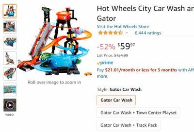 Amazon.ca: Hot Wheels City Car Wash and Giant Gator $59.97 (Save 52%)