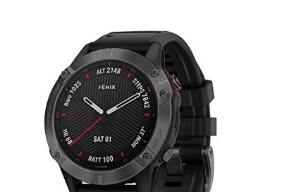 Garmin Fenix 6 Sapphire, Premium Multisport GPS Watch, Features Mapping, Music, Grade-Adjusted Pace Guidance and Pulse Ox Sensors, Carbon Gray DLC with Black Band $482.49 (Reg $1029.99)