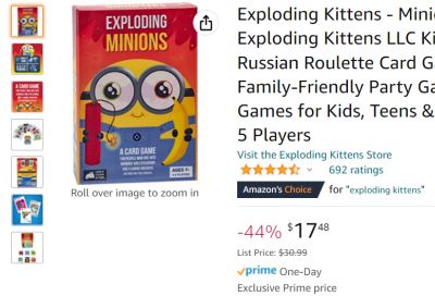 Amazon.ca: Exploding Minions Card Game $17.48 (Was $30.99, Save 44%)