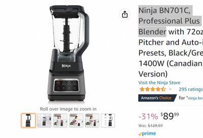 Amazon.ca: Ninja BN701C Professional Plus Blender $89.99 (Save 31%)