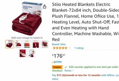 Amazon.ca: Plush Flannel Electric Blanket 72×84 Inch $58.49 After $30 Coupon and 50% Off Promo (Regular $176.97)