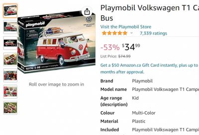 Amazon.ca: Playmobil Volkswagen T1 Camping Bus $34.99 (Was $74.99, Save $53%)