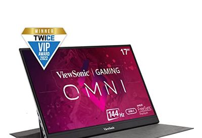 ViewSonic VX1755 17 Inch 1080p Portable IPS Gaming Monitor with 144Hz, AMD FreeSync Premium, 2 Way Powered 60W USB C, Mini HDMI, and Built in Stand with Cover for Home and Esports, Black $350.99 (Reg $434.46)