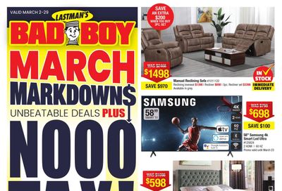 Lastman's Bad Boy Superstore Flyer March 2 to 29