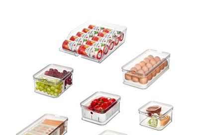 iDesign Plastic Refrigerator Organizer Bin Set The Spruce Fridge Binz, Set of 7, Clear/Matte White $51.6 (Reg $73.06)