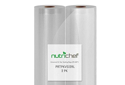 NutriChef (2) Rolls Vacuum Sealer Bags - 8" Width, 50' Length Each Roll - For NutriChef PKVS10BK, PKVS10WT, PKVS18SL, PKVS18BK, PKVS20STS, PKVS30STS - NutriChef PRTPKVS12RL, Clear $34.11 (Reg $55.31)