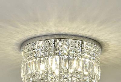 SEFINN FOUR 9-Light 20-Inch Flush Mount Round Ceiling Light with K9 Crystal Accents, Crystal Chandelier for Home and Office, 11" Height & 20" Diameter, Chrome Finish $169.99 (Reg $289.99)