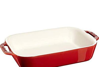 STAUB Glass Enamel Ceramic Rectangular Oven Dish, Casserole Dish - Microwave & Freezer Safe - 10.5" x 7.5", Large, Red $47.99 (Reg $60.00)