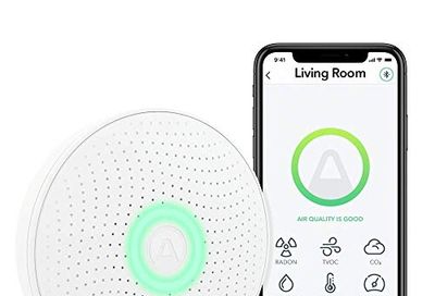 AIRTHINGS Wave Plus Indoor Air Quality Monitor with Radon Detection Free App & Web Dashboard Easy-to-Use Radon, Tvocs, Co2, Temperature, Humidity & Air Pressure “ Bluetooth Battery Operated $199.99 (Reg $281.97)
