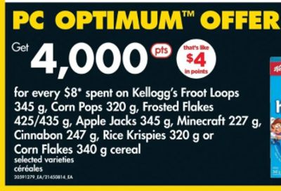 No Frills Ontario: 4,000 PC Optimum Points For Every $8 Spent on Kellogg’s Cereal This Week!