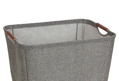 Household Essentials 624 Medium Tapered Soft-Side Storage Bin with Wood Handles, Gray, Medium $31.6 (Reg $42.51)