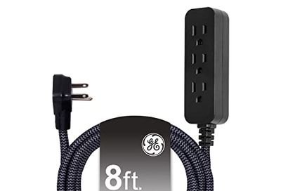 GE Pro 3-Outlet Power Strip with Surge Protection, 8 Ft Designer Braided Extension Cord, Grounded, Flat Plug, 250 Joules, Warranty, UL Listed, Black/Gray, 41282 $14.99 (Reg $17.07)