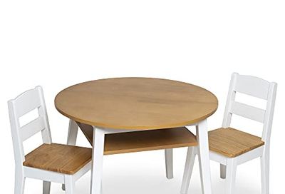 Melissa & Doug Wooden Round Table and 2 Chairs Set – Kids Furniture for Playroom, Light Woodgrain and White 2-Tone Finish|Two-Tone Round Wooden Toddler And Kids Table And Chairs Activity Furniture Set $170.5 (Reg $323.99)