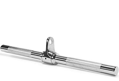 Yes4All Straight Rotating Bar, Revolving Tricep Press Down Bar - Diamond Knurl Handle, LAT Cable Attachment for Home Gym (18"/46cm - Silver Finish)