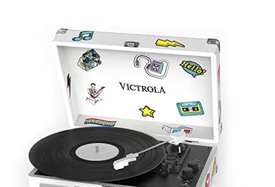 Victrola VSC-400SB-CNV-SDF Bluetooth Suitcase Turntable Canvas - Stickers (White) $71.1 (Reg $95.91)