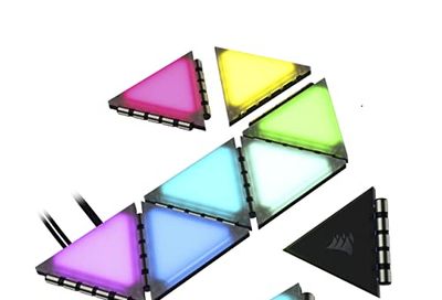 Corsair iCUE LC100 Case Accent Lighting Panels - Mini Triangle - 9X Tile Starter Kit (81 RGB LEDs with Light Diffusion, Simple Magnetic Attachment, CORSAIR iCUE Lighting Node PRO Included) $69.98 (Reg $129.99)