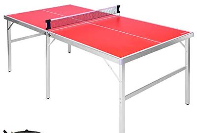 GoSports 6' x 3' Mid-Size Table Tennis Game Set - Indoor/Outdoor Portable Table Tennis Game with Net, 2 Table Tennis Paddles and 4 Balls $119.75 (Reg $194.99)