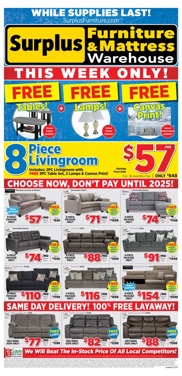 Surplus Furniture & Mattress Warehouse (St. John's, Corner Brook, Grand