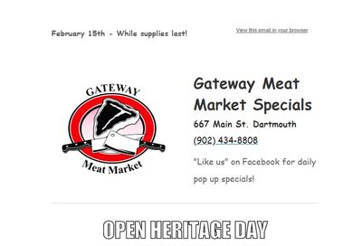 Gateway Meat Market Flyer February 15 to 21