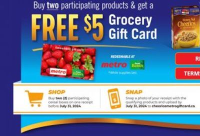 Metro/Food Basics and General Mills Canada: Get a $5 Gift Card When You Buy 2 Participating Products