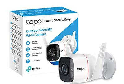 TP-Link Tapo 2K HD Security Camera Outdoor Wired, Built-in Siren, Night Vision, IP66 Weatherproof, Motion/Person Detection, Works w/ Alexa & Google Home, Cloud/SD Card Storage, 2-Way Audio ,White $39.99 (Reg $49.99)