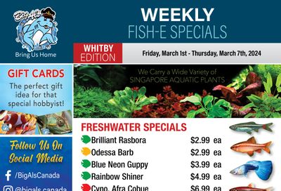 Big Al's (Whitby) Weekly Specials March 1 to 7