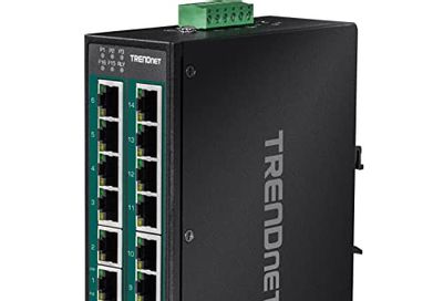 TRENDnet 16-Port Hardened Industrial Unmanaged Gigabit PoE+ DIN-Rail Switch, TI-PG162, 14 x Gigabit Ports, 2 x Gigabit SFP Slots, 32Gbps, IP30 Gigabit Network Ethernet Switch, Lifetime Protection $586.17 (Reg $650.21)
