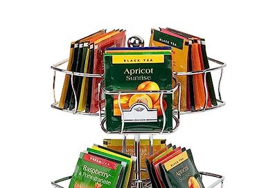 Mind Reader Tea Bag Carousel, Tea Station Organizer, Countertop Storage, Kitchen, Metal, 17.8L x 17.8W x 21H cm, Silver $27.1 (Reg $30.12)