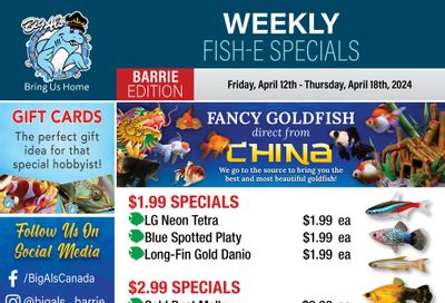 Big Al's (Barrie) Weekly Specials April 12 to 18