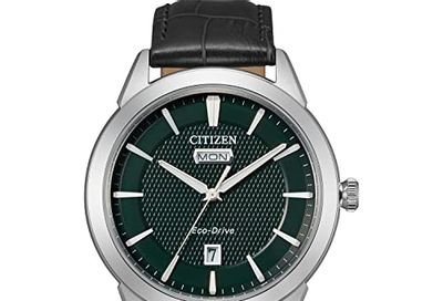 Citizen Men's Corso Stainless Steel Eco-Drive Watch with Leather Strap, Black (Model: AW0090-02X) $194.5 (Reg $239.00)