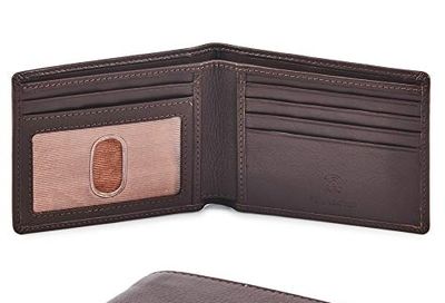 Real Leather Mens Bifold Wallet RFID Blocking Slim Minimalist Front Pocket - Thin & Stylish with ID Window (Chocolate Nappa) $21.99 (Reg $34.99)