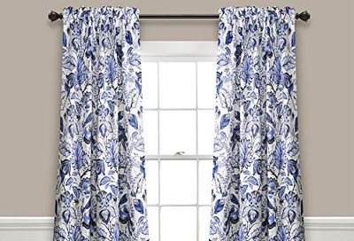 Lush Decor 16T000561 Cynthia Jacobean Room Darkening Window Curtain Set, 84" x 52", Blue $27 (Reg $37.59)