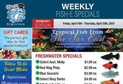 Big Al's (Newmarket) Weekly Specials April 19 to 25