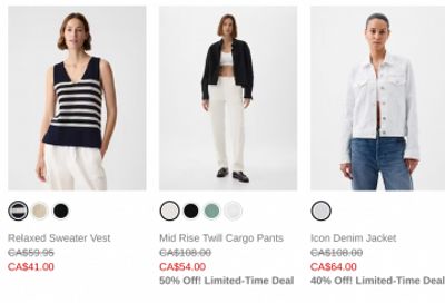 Gap Canada: 50% off New Favourites + Extra 40% off Sale + More