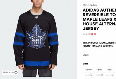 Adidas Canada + Outlet Deals: Reversible Toronto Maple Leafs x Drew House Alternate Jerseys for Only $78 (Regular $230) + More